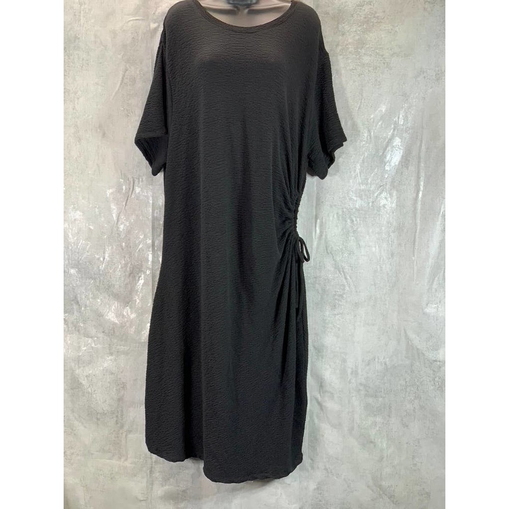 And Now This Women's Plus Black Textured Cutout Crewneck Bodycon Mini Dress SZ4X